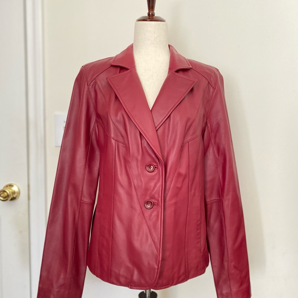 Worthington Red Genuine Leather Coat